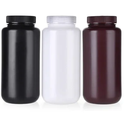Free Sample High Quality 250ml 8.4oz HDPE/PP Cylinder Wide Mouth Leak Proof Laboratory Reagent Bottle with Closure Cap