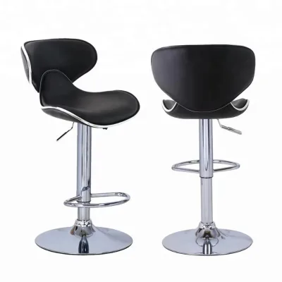 Modern High Quality Industrial Metal Frame Counter Height Stools Adjustable PU Leather Seat Bar Stools with Backrest