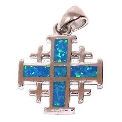 Silver Opal Jerusalem Cross Pendant Wholesale
