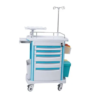Emergency Hospital Clinic Abs Plastic Worksurface Aluminum Alloy Medical Trolly Cart