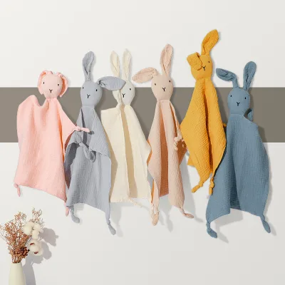 Organic Muslin Washable Baby Bunny Comforter Sheep Comforter Toys Blanket Rabbit Baby Lovey Security Blanket