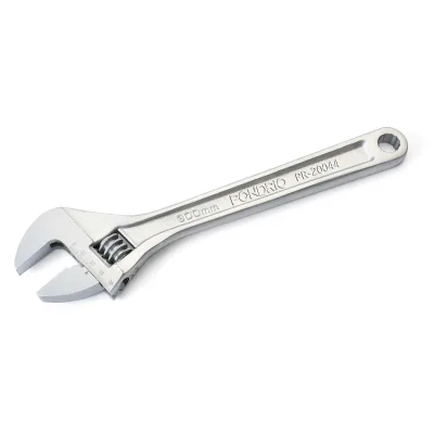 PONDRIO 45# High Carbon Steel Adjustable Wrench TPR Rubber Handle Precision Worm Gear Adjustment Chrome Anti-Rust Finish-DIY OEM