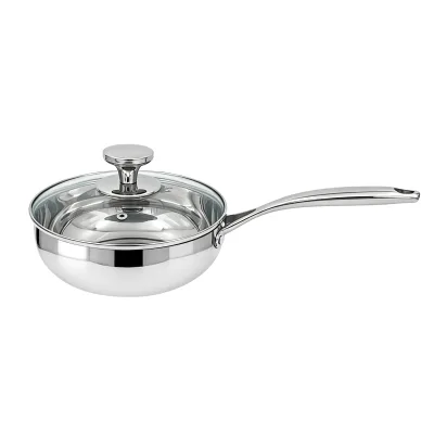 GOLDEN KEY Modern Eco-Friendly 3-Ply Clad High Quality Frying Pan OEM Sloped Sided
