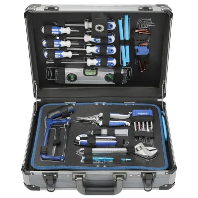 124 Pcs  Blow Aluminum case Tool Set Combination Hand Tools with General Household Hand Tool Set Kit