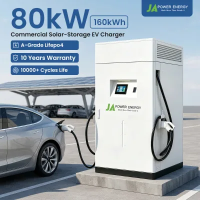 Commercial Fleet EV Charging JApower 80kW 160kWh Battery DC Fast Station with Smart EMS for Logistics Parking Solar and Fleets