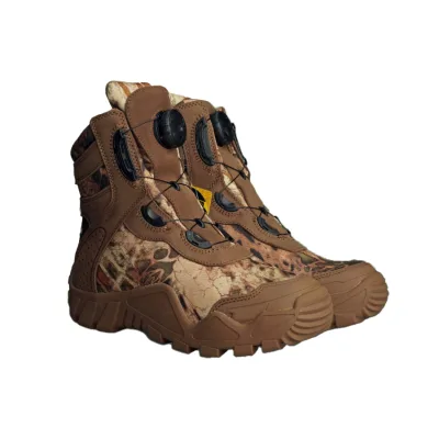 High Quality Factory Price King-tex Waterproof Camouflaged Leather Fast Lacing Hunting Boots for Men