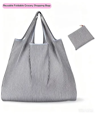 Reusable Grocery Bags X Large Foldable Grocery Shopping Bags Washable Beach Bag Ripstop Pecycled Polyester Tote Bags