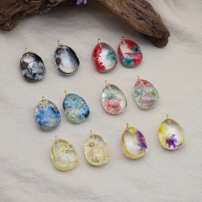 Fashion Resin Jewelry Accessories Dried Flower Hot Glue Resin Pendant Eternal Flower Earring Necklace Pendant Accessories