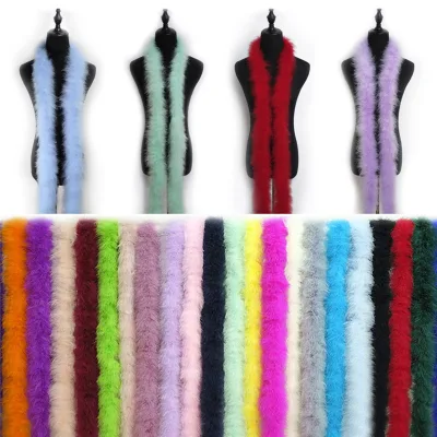 40g 2 Meters Long Fluffy Feather Boa Dyed Turkey Feather Strip for Wedding Party Carnival Costumes Boa Shawl