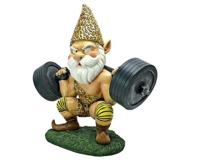 Garden Gnome Statue Atlas the Athletic Weightlifting Gnome Outdoor Garden Gnomes Funny Lawn Gnome Statues