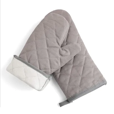 Non-Slip Printed Cotton Oven Gloves with Suspension Rings Baking Mitts for Indoor Cooking and Grilling
