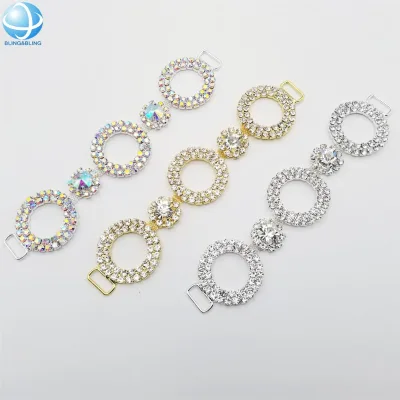 Bling Clear Crystal Three O Ring Joined Bikini Competition Connector for IFBB WBFF Swimwear Accessory 15cm Swimsuit Top Buckle