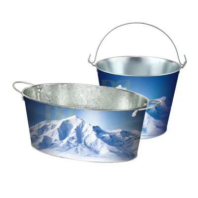 Hot Sell Tinplate Decorative Ice Beer Bucket with Handle for Wine Vodka Whisky 5L/7.5L/15L