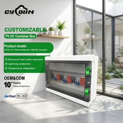 CYHA-18 3 Input 3 Output PV Combiner Box 500V,IP65 Waterproof PC+ABS Enclosure CE&CQC&ISO9001 for Solar Panel Power System