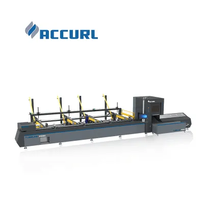ACCURL 12000W Automatic Metal Tube Cutter Laser Cutting Machine with Three Chuck Stainless Steel Sheet Metal Raycus Laser Source