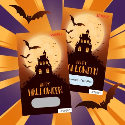 Halloween Full Color Raffle Gift Paper Winning Card Digital Printing Sample Custom Scratch off Cards