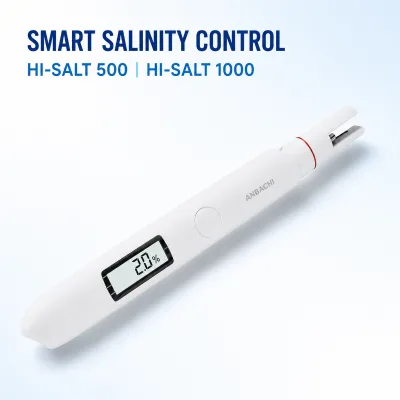 ANBACHI HI-SALT 500/1000 USB-C Rechargeable High-Temperature Digital Salinity Meter for Food Processing and Commercial Kitchens