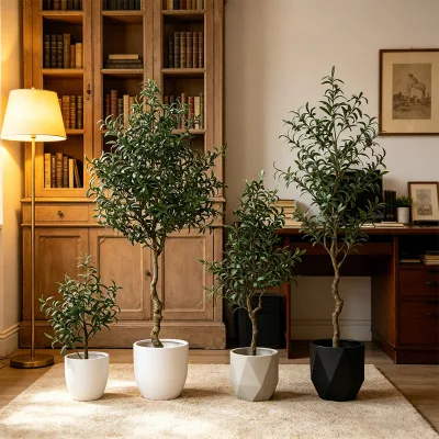 High Quality Plastic Olive Tree with Detailed Veined Leaves Natural Fruit Accents Eco-Friendly Durable for Modern Luxury Spaces