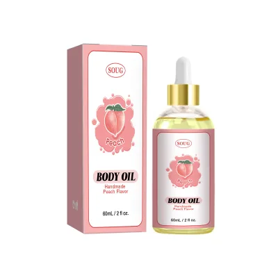 SOUG 60ml Peach Flavor Massage Essential Oil Revitalizing Body Oil for Intensive Hydration & Tightening