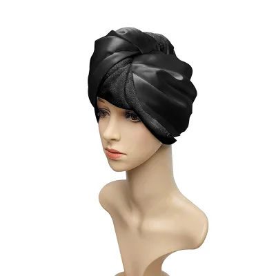 Wholesale Black Color for 100% Silk Made Hair Turban Towel Quick Dry for Woman Accept Customized