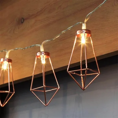 2026 Popular Home Decoration Warm White Led Matel Geometric Shape String Lights