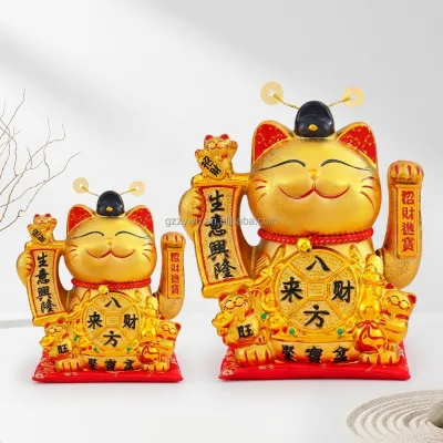 Hot Selling 7-16 Inch Ceramic Lucky Cat Figurine Large Beckoning Cat for Retail Store Wholesale