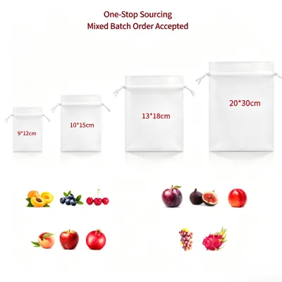 Mesh Fruit Cover Bag Enhanced Airflow Pest Control Drawstring for Backyard Orchard Mango Grape Bird Proof Ready to Ship
