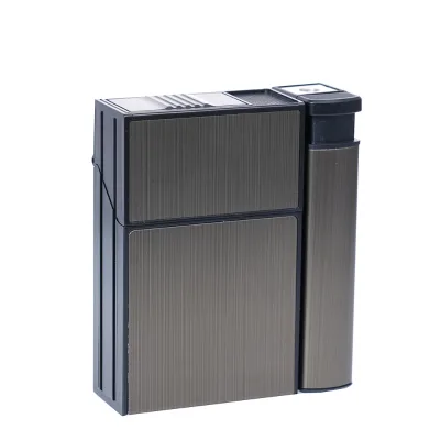 Portable Automatic Cigarette Case Metal Cigarette Boxes 20PCS Cigarette Holder Metal Case With Lighter