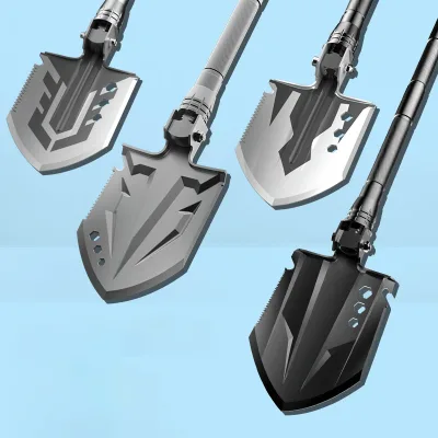 Outdoor Industrial Grade Multifunctional Engineer Shovel High Carbon Manganese Steel Folding Shovel Customizable Camping