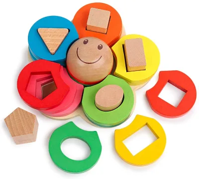 Wooden Educational Toys for Toddlers Preschool Shape Color Sorting Stacking Geometric Board Blocks Puzzle Montessori Toy