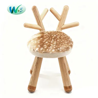 WS3102 Standard RTS Product Living Room Comfortable Kid Upholstered Wooden Furniture Chair Animal Shape Shoes Change Stool