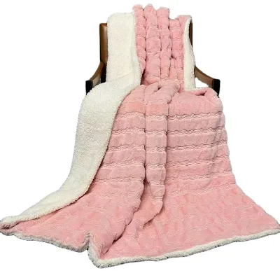 Cozy Plush Super Soft Microfiber Flannel Fleece and pink Lined Custom Sherpa Blanket