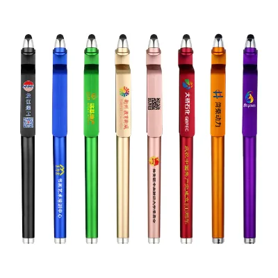 Custom Logo 3-in-1 Mobile Accessory Set 0.5mm Soft Touch Screen Ball Stylus and Multi-Function Paper Gel Pen New Ballpoint Pen