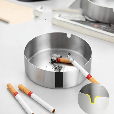 Wholesale Different Size Durable Round Ashtrays Custom Stainless Steel Cigarette Wall Ash Tray for Hotel