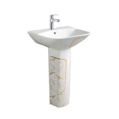 Factory Direct Supply Sanitary Ware Ceramic Pedestal Basin Hotel Home Bathroom Balcony Sink Dining Application Stone Material