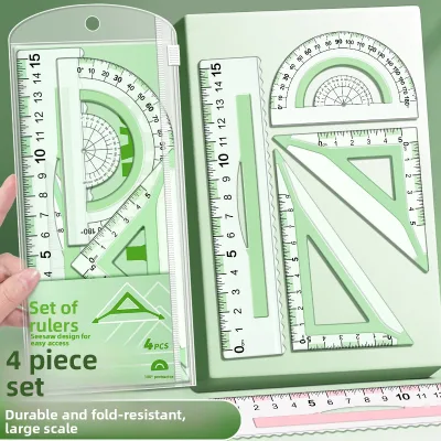 School Student Tools Protractor Custom logo Ruler Set 15cm Anti-slip Soft Transparent Student Math Tools Stationery Wholesale