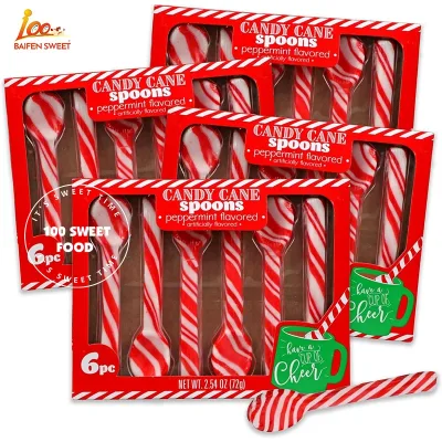 Sweet Manufacturer Hot Sale Christmas Candy Cane Spoons Hot Chocolate and Coffee Peppermint Stirrers
