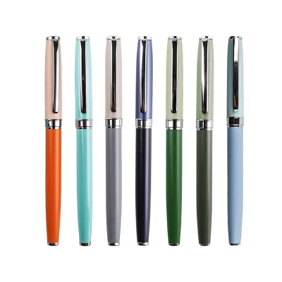 GemFully New Invention Canetas Personalizadas School Stationary Morandi Slim Fountain Pen Gift for Corporate Clients