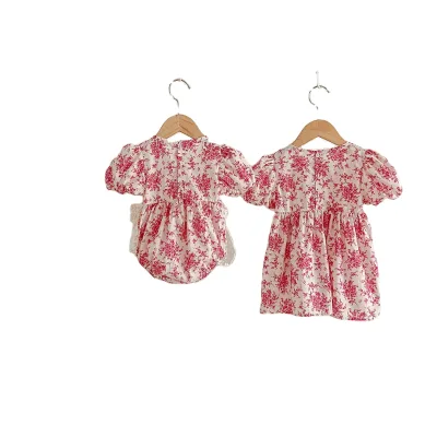 Oem Odm Custom 100% Cotton Print Sleeveless for Girls Dress With Ruffles Sleeves Kids Dress -