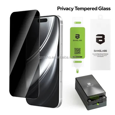 9H Tempered Glass Screen Protector with Automatic Applicator Machine Kit Bubble-Free Easy Installation for iPhone 16/15 Series