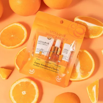 Wholesale Organic Vitamin C Skin Care Set Anti-Aging Brightening Face Cream Moisture Whitening Skin Care Set for Daily Use