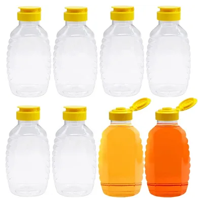 8PCS Best Selling Newest 16oz Honey Bottle Squeeze Plastic Bottle for Honey PP Honey Jar