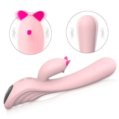 2024 Newest Design Pink Silicone Dual Motor g spot vibrator dildo rabbit vibrator sex toy dildo vibrator for women