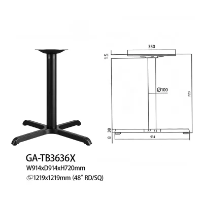 Stamped Steel X Table Base,Double Leg Design,Dining/pub Height for Restaurant,Cafe & Commercial Use