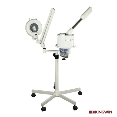 2-in-1 Beauty Machine Ozone Facial Steamer Magnifying Lamp With Stand Electric White Deep Cleansing ABS Plastic Nano Technology