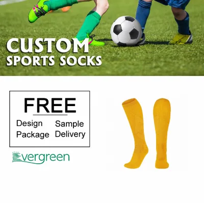 Custom Breathable Kids Football Socks Non-Slip Knitted with Logo on Cuff for Outdoor Sports in Autumn