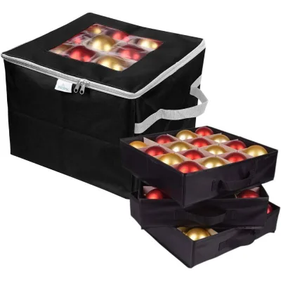 Wholesale Christmas Ornaments Portable Fabric Storage Box Storage Container 64 Grids Can Store