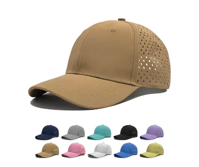Men Quick Dry Baseball Cap Laser Cut Mesh Ball Curved Brim Snapback Hat