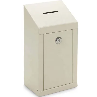 Metal Donation Collection Box with Top Coin Slot Lock Easy Wall Mounting Counter Top Use Multiple Colors