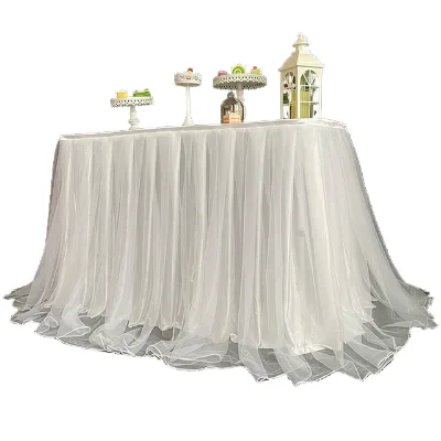 Table Cloths for Events Wedding Decorations for Reception Table Skirt the Puffy Gauze Party Setting Tablecloths